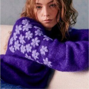 Sezane Luke Jumper Sweater Purple Size XS Balloon Sleeve